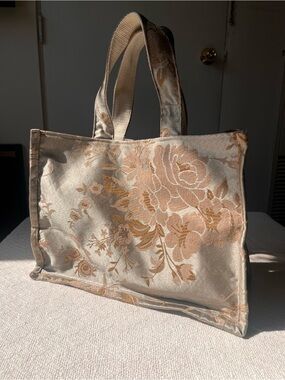 Floral Jacquard Book Tote Bag